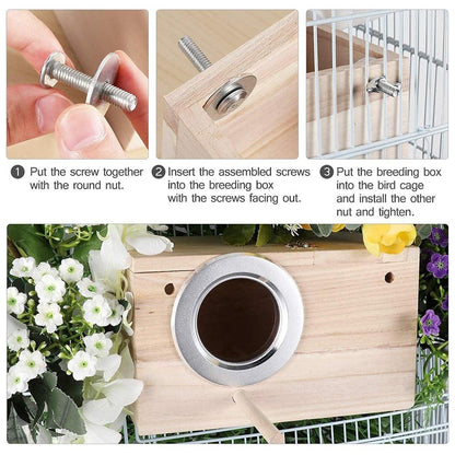 Wooden Nest Bird Breeding Box Parakeet Parrot Cockatiel Cage Nesting House S M L - S-19.5*12*12cm