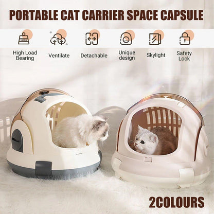Portable Cat Carrier Space Capsule Large Capacity Aviation Travel Kitty Basket - Grey