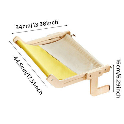 Window Hanging Cat Hammock Solid Wood Sun Bed Nest for All Seasons Durable - Grey+Blue