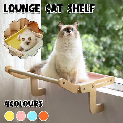 Window Hanging Cat Hammock Solid Wood Sun Bed Nest for All Seasons Durable - Grey+Yellow