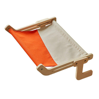 Window Hanging Cat Hammock Solid Wood Sun Bed Nest for All Seasons Durable - Grey+Yellow