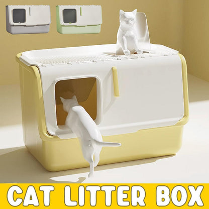 Large Fully Enclosed Cat Litter Box with Lid Odor Control Litter Pan for Cats - Green