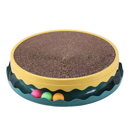 Cat Scratcher Turntable Toy Large Round Corrugated Board Nest Scratch Resistant - Yellow