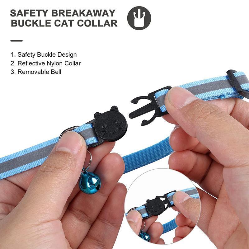 Reflective Pet Collar with Holder for AirTag Tracker – Anti-Lost Cat Dog Tag - Black