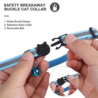 Reflective Pet Collar with Holder for AirTag Tracker – Anti-Lost Cat Dog Tag - Black