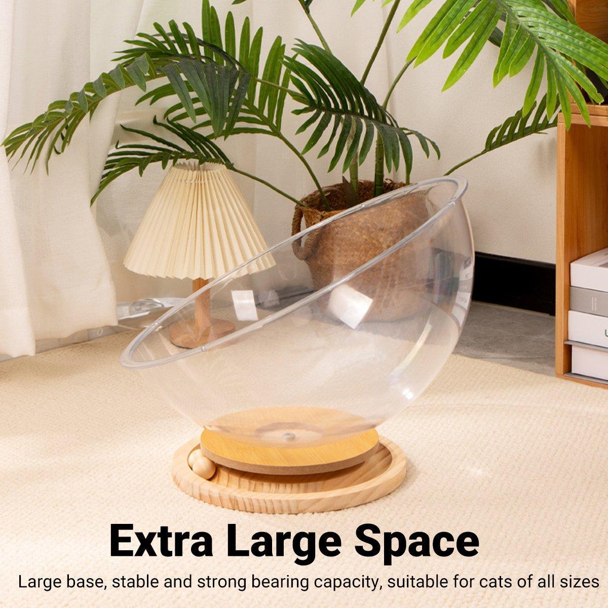 Four Seasons Acrylic Space Capsule Cat Bed Semi-closed Cool Nest Turntable Toy - XL