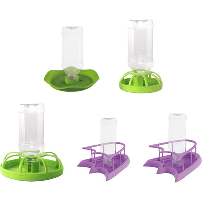 Reptile Water Bowl with Bottle for Lizard Gecko Snake Inverted Bottle Dispenser - Purple Platform L