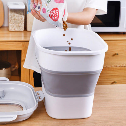 Large Capacity Pet Food Storage Box Foldable Design with Seal Lid - Grey