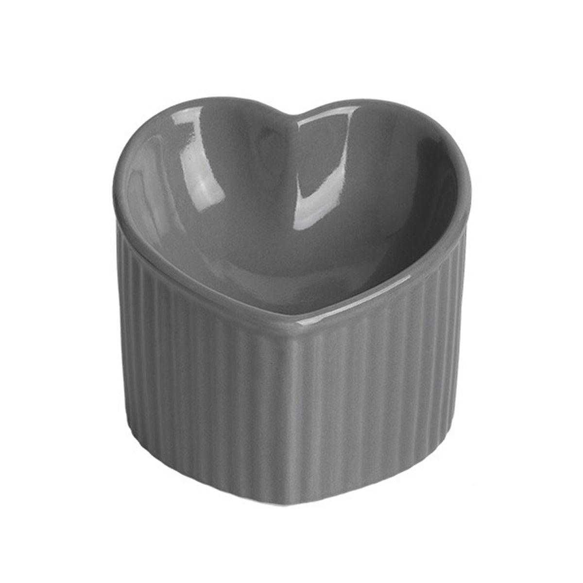 Love Shape Slanted Cat Bowl Ceramic Pet Bowl for Cats Food Water Feeding Dish - Green