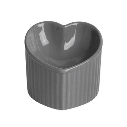 Love Shape Slanted Cat Bowl Ceramic Pet Bowl for Cats Food Water Feeding Dish - Green