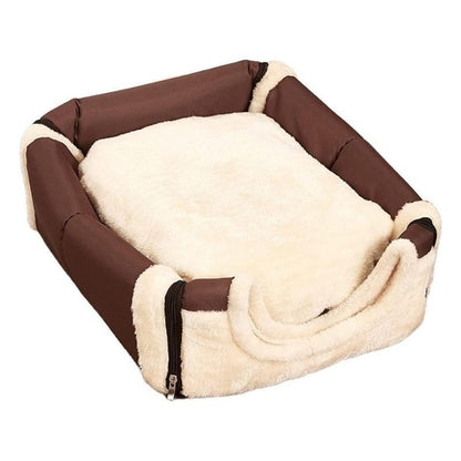 XL Size Pet House Kennel Soft Igloo Beds Cave Cat Puppy Bed Warm Cushion Fold - Brown Dots