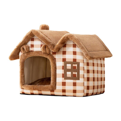 Removable Washable Pet House Four Seasons Cat Enclosed House - Grey-S