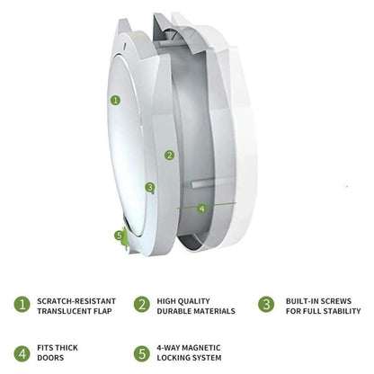 Cat Ear Pet Door for Cats and Dogs Easy In and Out Access Durable Pet Supplies - White