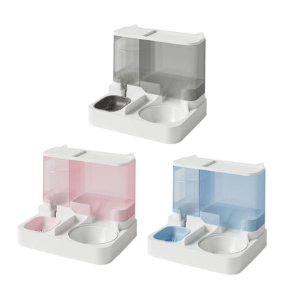 Automatic Cat Feeder Water Dispenser All in One Plastic Bowl for Cats and Dogs - Blue