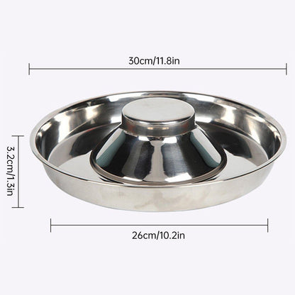 2pcs Stainless Steel Dog Cat Slow Feeder Pet Food Bowl Non-Slip Stop Eating Dish