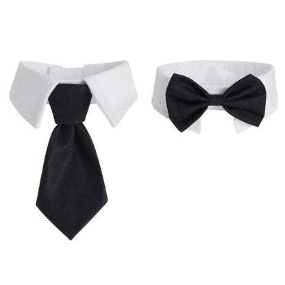 2pcs Pet Bow Tie Collar Dog Cat Suit Dress Accessories Adjustable Neck Strap - L