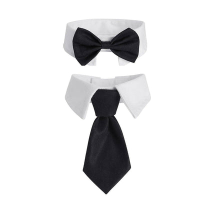 2pcs Pet Bow Tie Collar Dog Cat Suit Dress Accessories Adjustable Neck Strap - S