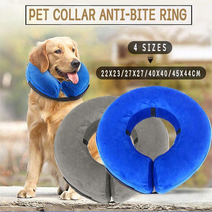 Grey Pet Dog Inflatable Soft Healing Collar Cone Wound Medical Cat Protective Jackets - L (40*40CM)