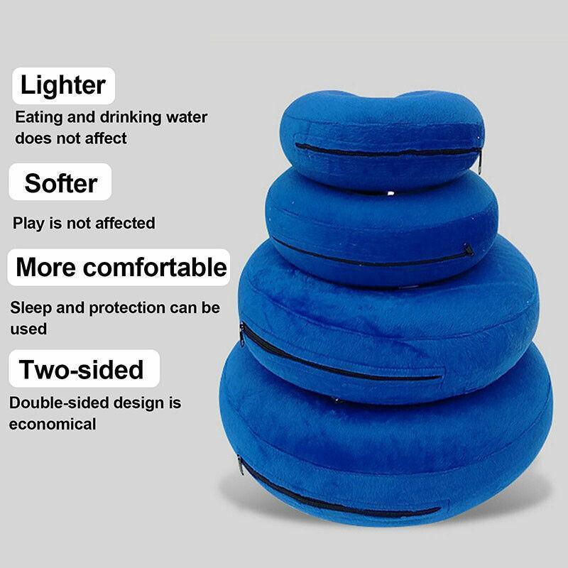 Grey Pet Dog Inflatable Soft Healing Collar Cone Wound Medical Cat Protective Jackets - L (40*40CM)