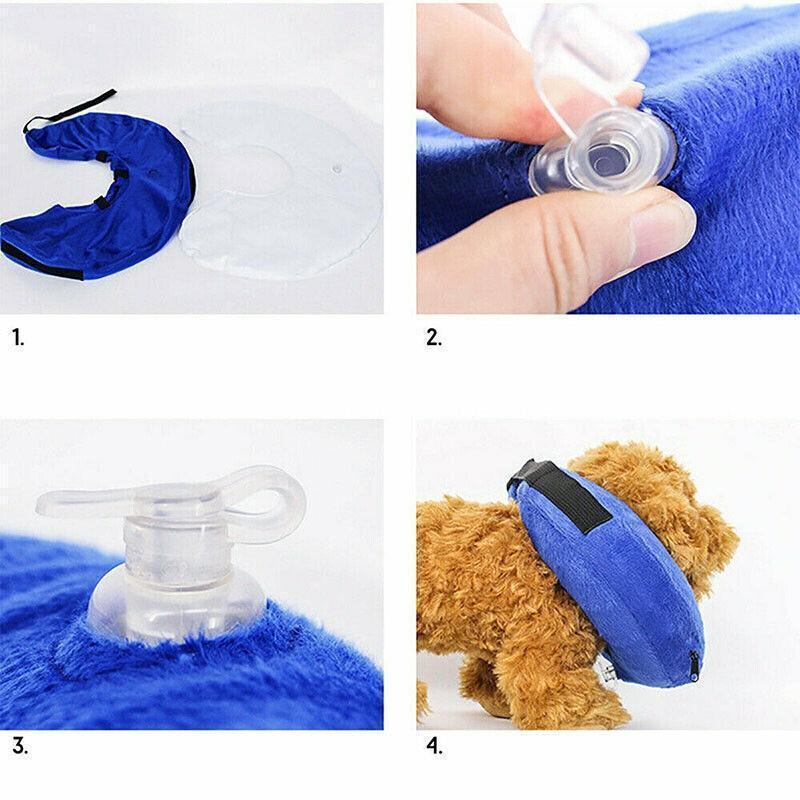 Grey Pet Dog Inflatable Soft Healing Collar Cone Wound Medical Cat Protective Jackets - XL (45*44CM)