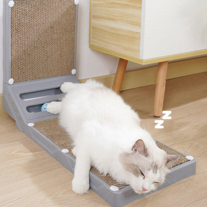 L-shaped Cat Scratching Board Vertical Claw Toy Cat Scratcher for Pet Playtime - Grey