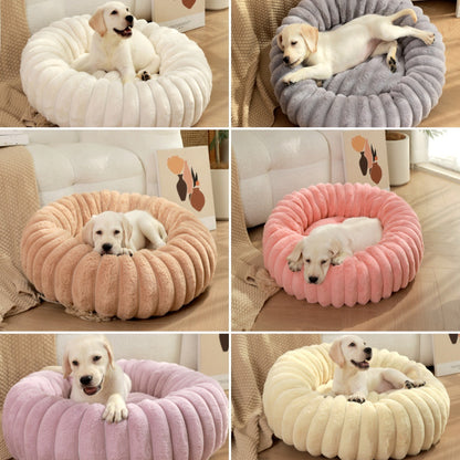 Purple Plush Pet Bed - 40cm Round Dog & Cat Mat, Cozy PP Cotton Filled, Comfortable Pet Supplies