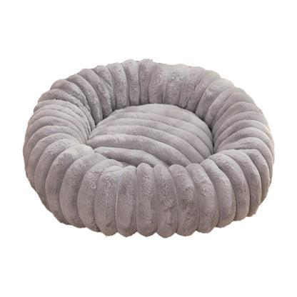 Black Plush Pet Bed - 40cm Round Dog & Cat Mat, Cozy PP Cotton Filled, Comfortable Pet Supplies