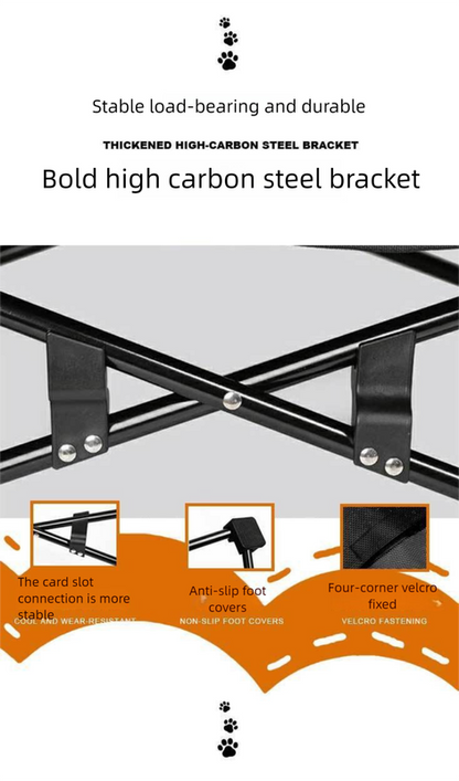 Black Elevated Comfort Pet Bed - Portable & Foldable Dog Cat Cot - Durable 600D Oxford Fabric, Washable Cover, All Seasons