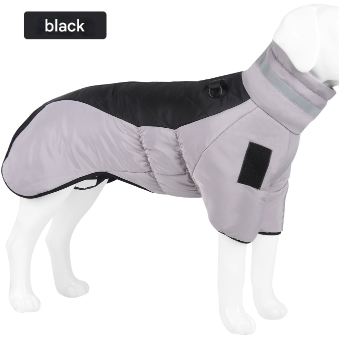 Grayish black Reflective Winter Dog Coat - Waterproof Puffer Vest with Harness D-Ring for Outdoor Walks(6XL)