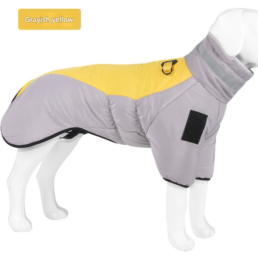 Greyish yellow Reflective Winter Dog Coat - Waterproof Puffer Vest with Harness D-Ring for Outdoor Walks(6XL)