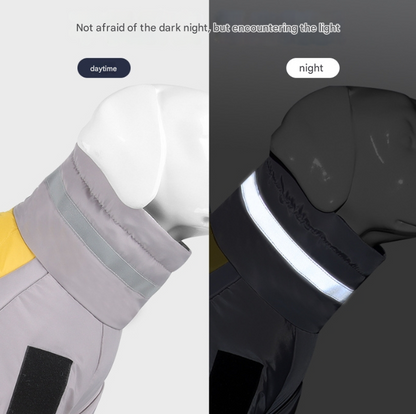 Greyish yellow Reflective Winter Dog Coat - Waterproof Puffer Vest with Harness D-Ring for Outdoor Walks(6XL)