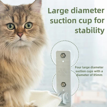 Foldable Window Thickened Plush Cat Perch(52 x 30 cm) - Warm Soft Plush Hammock with Strong 85mm Dual Suction Cups for Indoor Pets