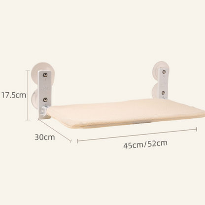 Foldable Window Thickened Plush Cat Perch(52 x 30 cm) - Warm Soft Plush Hammock with Strong 85mm Dual Suction Cups for Indoor Pets