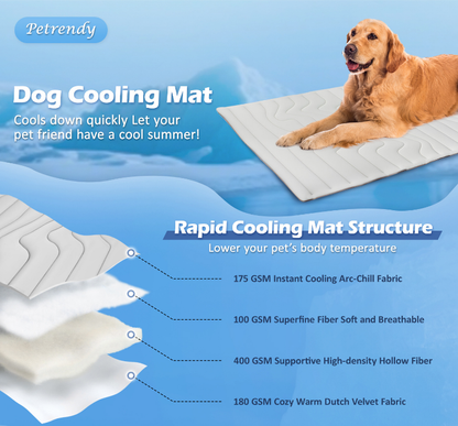 2 Pack Large Dog Cooling Mat 122x71cm - Reversible Self Cooling & Warm Pet Bed Pad - Beige & Bipolar Blue Crate Liner for Big Breeds up to 35kg