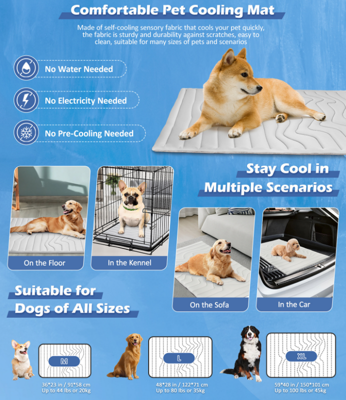 2 Pack Large Dog Cooling Mat 122x71cm - Reversible Self Cooling & Warm Pet Bed Pad - Beige & Bipolar Blue Crate Liner for Big Breeds up to 35kg