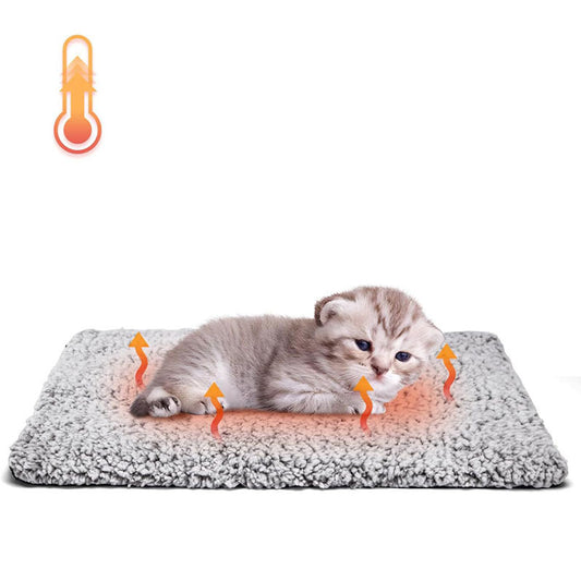 60 x 45 CM Self-Warming Thermal Pet Fluffy Mat with Machine Washable & Removable Zippered Cover - Waterproof Soft Cotton Fleece Bed for Dogs & Cats