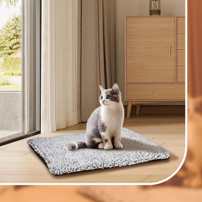70 x 115 CM Self-Warming Thermal Pet Fluffy Mat with Machine Washable & Removable Zippered Cover - Waterproof Soft Cotton Fleece Bed for Dogs & Cats