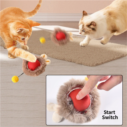 Interactive Hunting Hidden Prey Cat Toy Set - Grey Plush Automatic Moving Ball & 72CM Large Crinkle Hunting Cover - Smart Obstacle Avoidance, USB Rechargeable