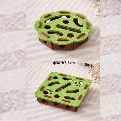 2-piece Green cat toy set—featuring square and flower shapes—is an excellent choice for feline entertainment and relaxation. It also serves as a fun maze for kittens and pets, and includes six bells.