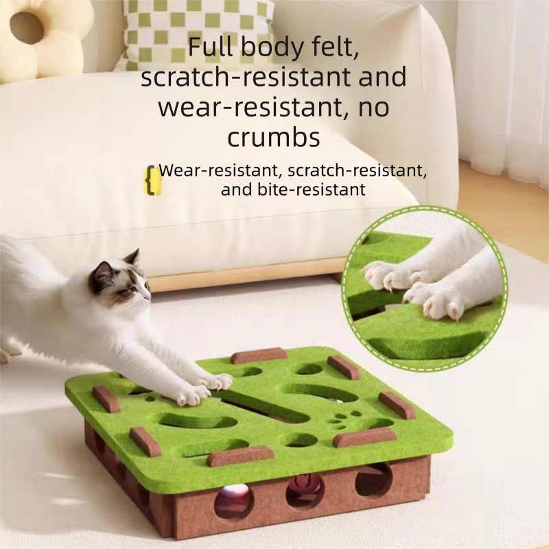 2-piece Green cat toy set—featuring square and flower shapes—is an excellent choice for feline entertainment and relaxation. It also serves as a fun maze for kittens and pets, and includes six bells.