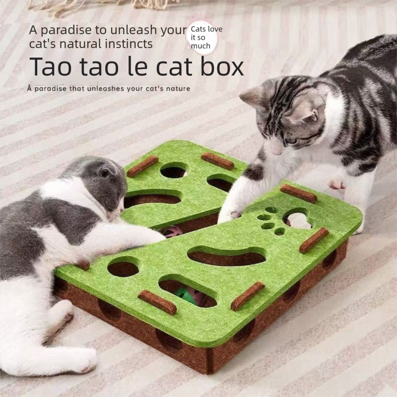 2-piece Green cat toy set—featuring square and flower shapes—is an excellent choice for feline entertainment and relaxation. It also serves as a fun maze for kittens and pets, and includes six bells.