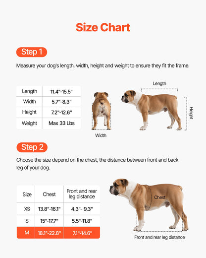 VEVOR Dog Wheelchair for Back Legs, Adjustable 2 Wheels Pet Wheelchair, Lightweight  Dog Cart with Shock-Absorbing Wheels, Mobility Support Wheel Chair for Disabled Injured Dogs up to 15kg, Medium