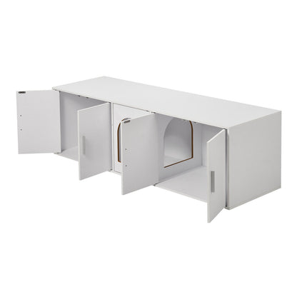 VEVOR Cat Litter Box Enclosure Wooden Litter Box Furniture Hidden 57.9" White