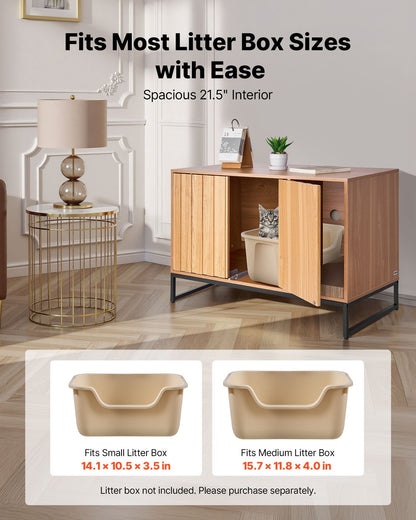 VEVOR Cat Litter Box Enclosure Furniture, 80 cm Hidden Litter Box Cabinet with Scratch Pad & Storage, Waterproof Cat Washroom End Table Cat House, Fit Most of Litterbox, for Bedroom Living Room