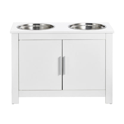 VEVOR Pet Feeding Station w/ 2 Elevated Dog Bowls Dog Food & Toy Storage Cabinet
