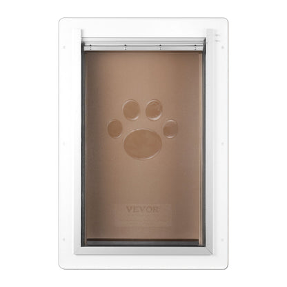 VEVOR Pet Door, 31.2 x 43.5 cm Metal Frame with Lock and 3-Flap System, Weatherproof Doggy Door, Easy to Install in Interior or Exterior Walls, Pet Door Suitable for Cat Doggie Kitties (White-Medium)