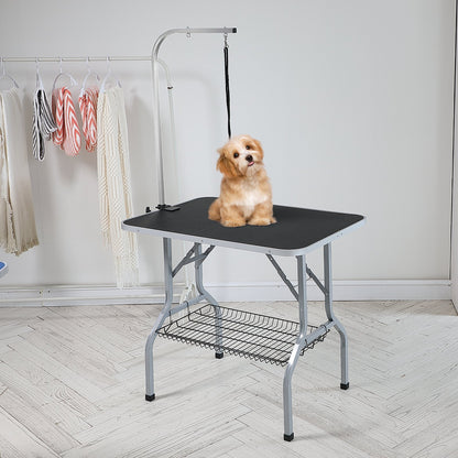 VEVOR Pet Grooming Table Arm with Clamp, 915 x 610mm Dog Grooming Station, Foldable Pets Grooming Stand for Medium and Small Dogs, Free No Sit Haunch Holder with Grooming Loop, Bearing 149.7kg