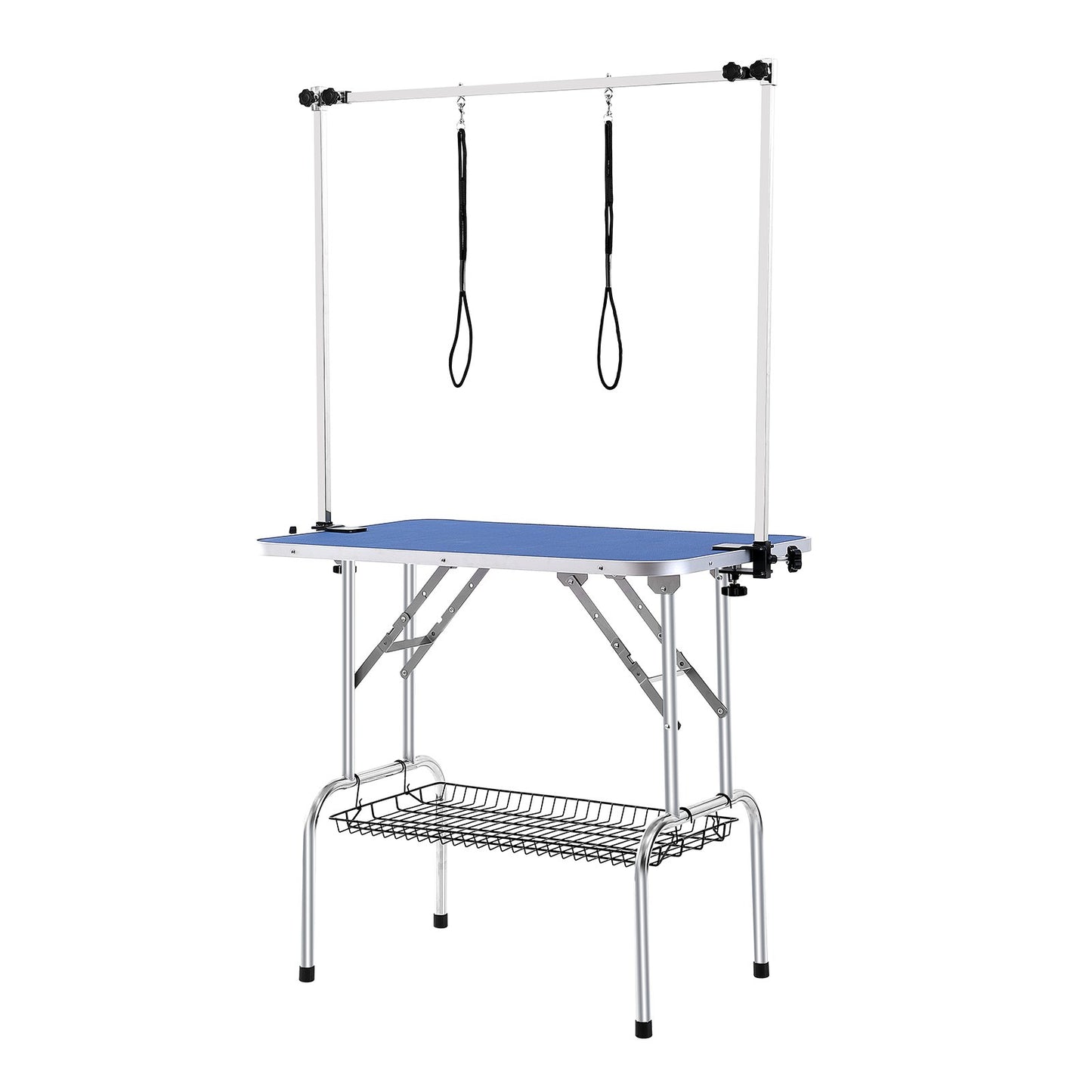 VEVOR Pet Grooming Table Two Arms with Clamp, 915 x 610mm Dog Grooming Station, Foldable Pets Grooming Stand for Medium and Small Dogs, Free Two No Sit Haunch Holder with Grooming Loop, Bearing 150kg