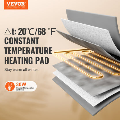 VEVOR Elevated Heated Cat House, Cuboid Kitty Shelter with Adjustable Temperature and Timer, 900D Oxford Cloth Foldable Cat Shelter with Heated Pad  for Winter to Stay Warm and Cozy, Green (Large)