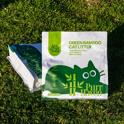 PurrHaven Green Bamboo Cat Litter 7.5kg (3 Pack) – Biodegradable, Flushable, Dust-Free & Fast Clumping
